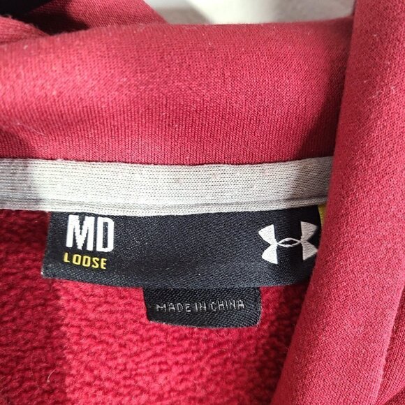 Under Armour Loose Dark Red Pull Over Hooded Sweater - Picture 4 of 6